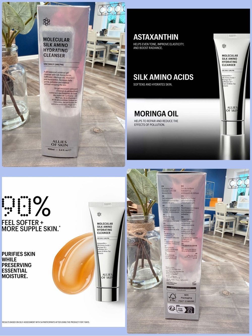 Allies of Skin Molecular Silk Amino Hydrating Cleanser Gentle Cleanser BNIB NEW